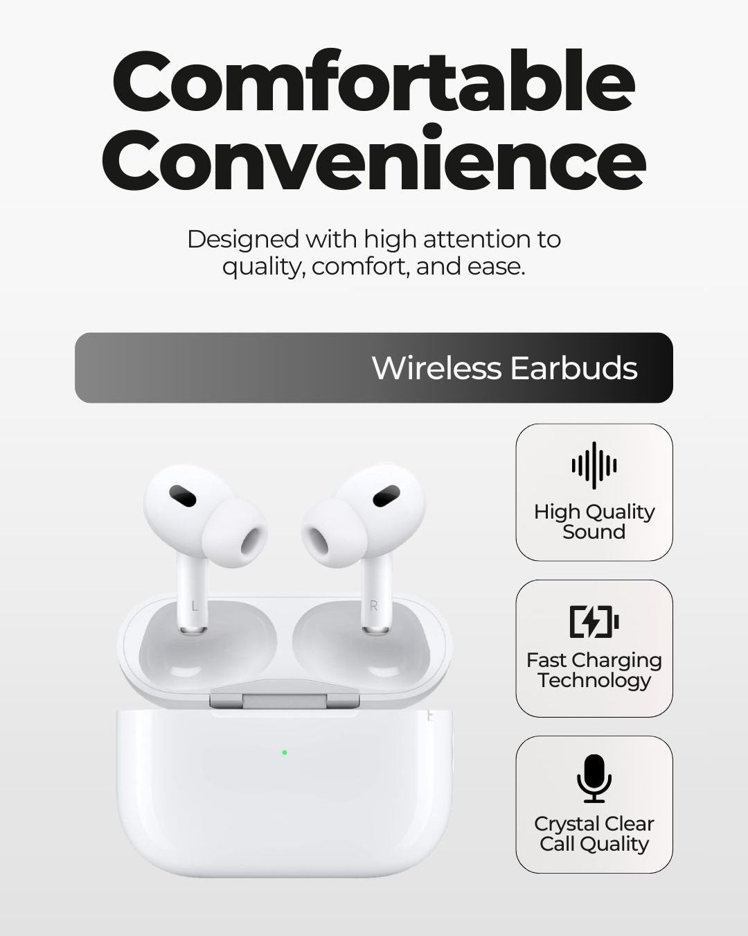 Premium 2nd Gen Wireless Earbuds – HD Sound, Noise Reduction & Long Battery